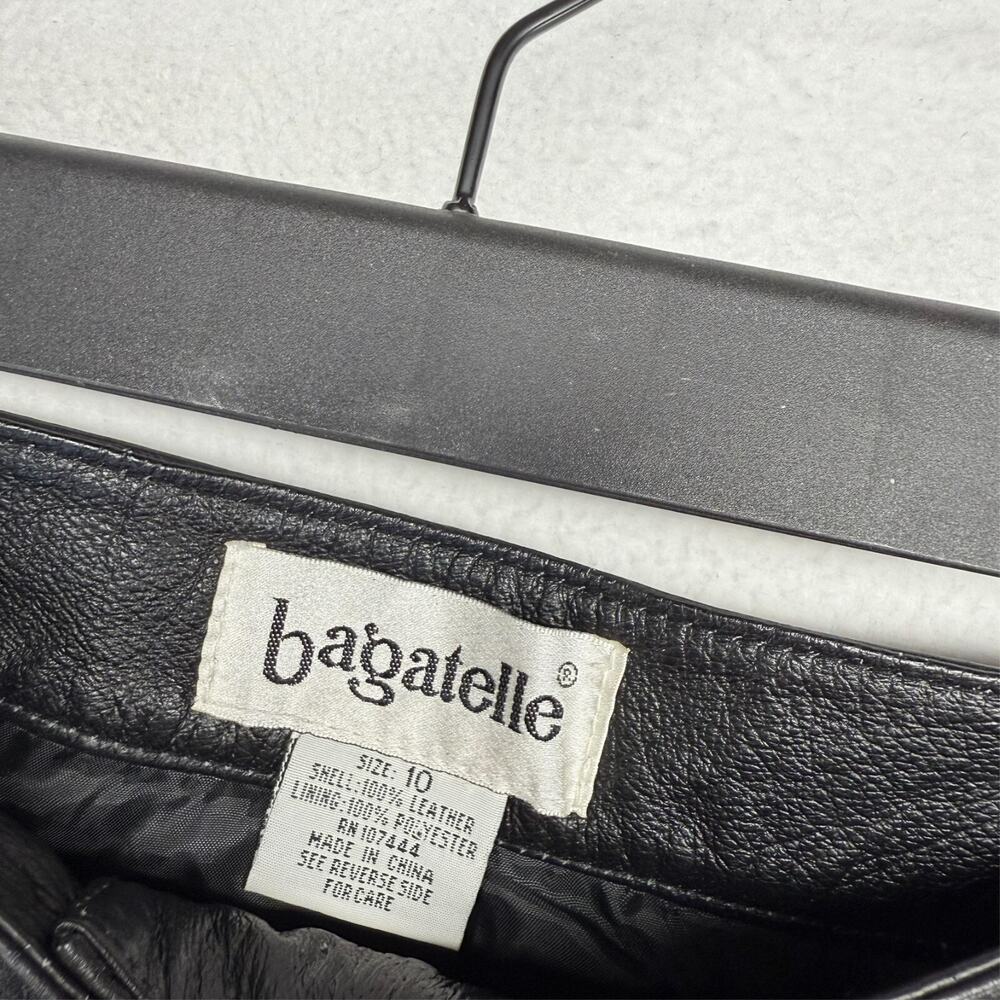 Vintage Bagatelle Leather Pants Women's 10 Black Hook Loop Hip Hop 90s (28x30) - Picture 7 of 9